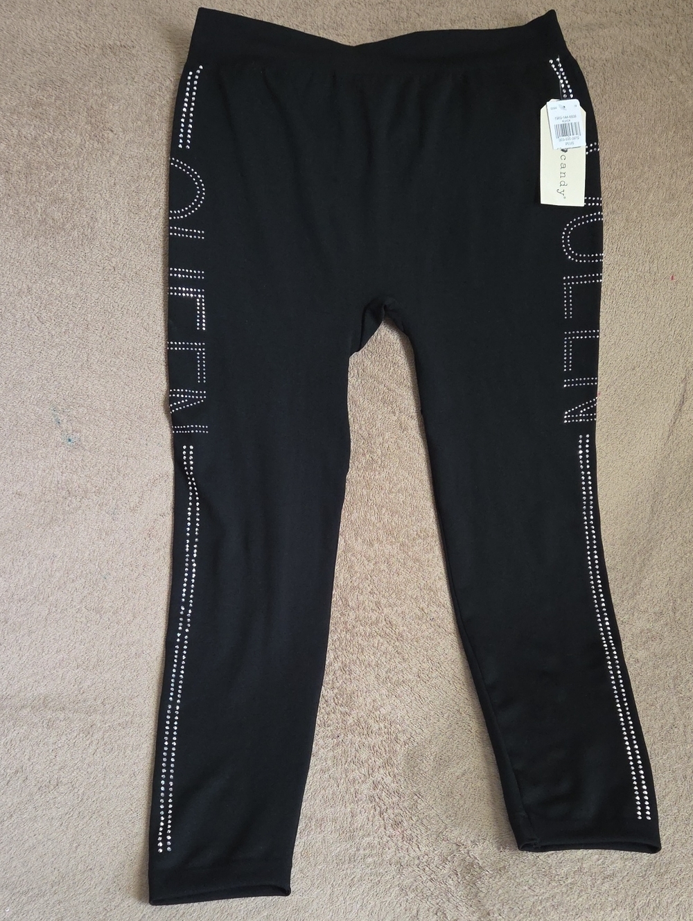 Women's Black Leggings with Silver Stud Side Detailing (Queen)